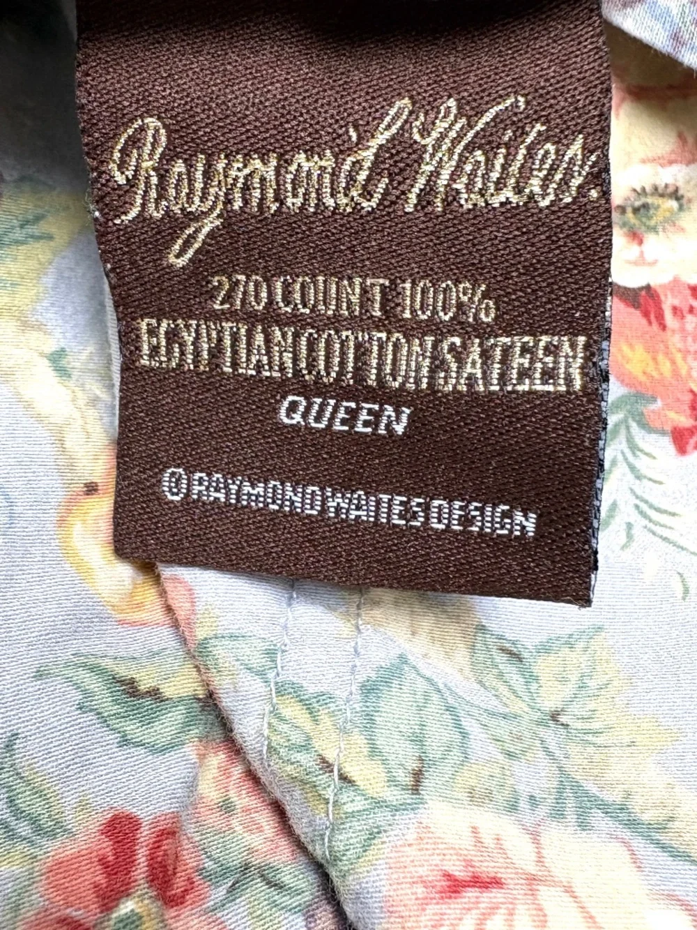 RAYMOND WAITES vintage cotton queen pillowcase one floral traditional English